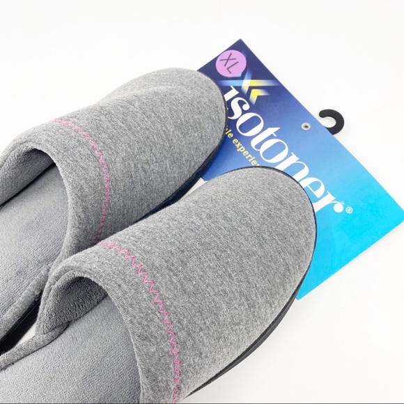 *SOLD* ISOTONER Gray Jersey Memory-Foam Slippers - Picture 8 of 11